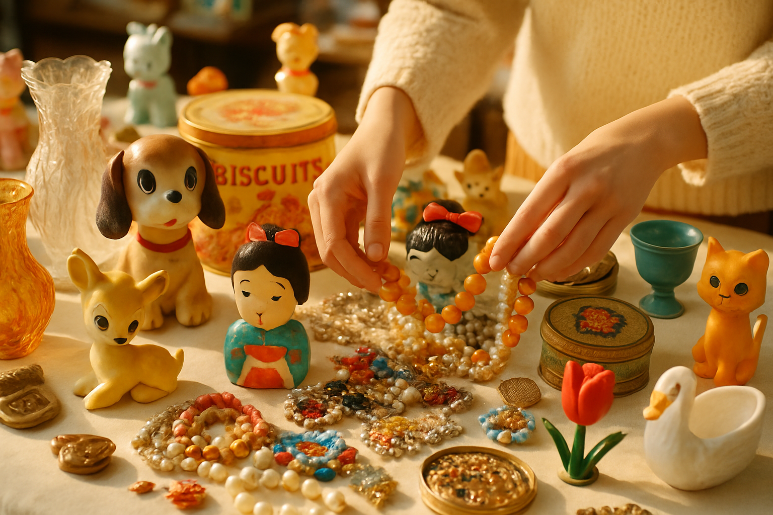 Sorting through vintage treasures